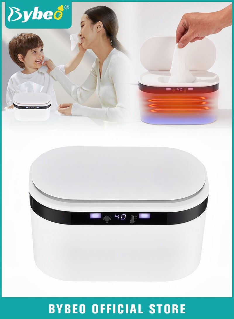 Bybeo Baby Wipe Warmer, Baby Wet Wipes Dispenser, Portable Diaper Water Wipes Warmer with Nightlight, for Wipe, Towel, Wet Tissue, 24H Smart Temperature Heating Control, Large Capacity, USB Charge - Image 1